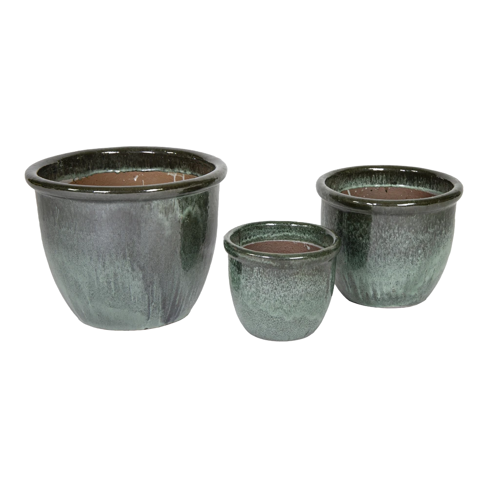 Bloempot Glazed Hp001 - D50 X H39cm - Groen 4 Bloempot Glazed Hp001 - D50 X H39cm - Groen - Afbeelding 2