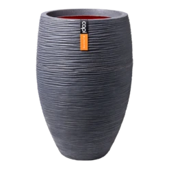 Capi Bloempot Hoog Nature Elegant Deluxe Rib NL - D38 X H58cm - Donkergrijs