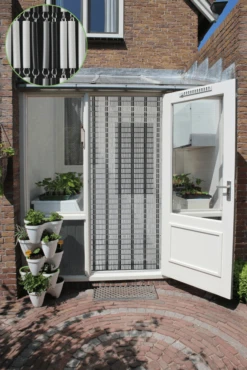 Vliegengordijn Banen - Wit/Zwart/Zilver - 100 X 232cm - Sun-Arts -Woondecoratie Winkel vliegengordijn banen wit zwart zilver 100 x 232cm sun arts 100 3