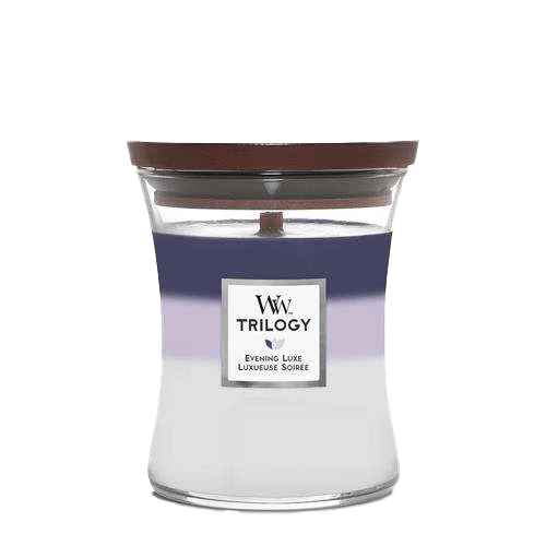 Woodwick Trilogy Evening Luxe Medium Candle - Geurkaars 3 Woodwick Trilogy Evening Luxe Medium Candle - Geurkaars