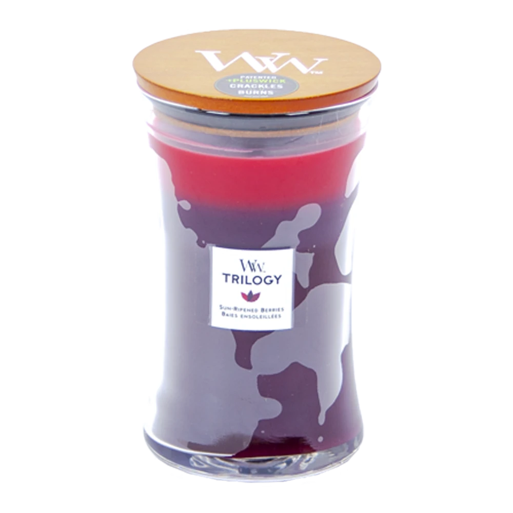 Woodwick Trilogy Sun Ripened Berries Large Candle - Geurkaars 3 Woodwick Trilogy Sun Ripened Berries Large Candle - Geurkaars