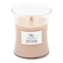 Woodwick Vanilla & Sea Salt Medium Candle - Geurkaars -Woondecoratie Winkel woodwick vanilla sea salt medium geurskaars 2 3